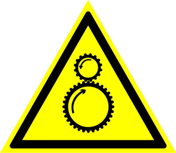 W29 осторожно! возможно затягивание между вращающимися элементами (пластик, сторона 200 мм) - Знаки безопасности - Предупреждающие знаки - Магазин охраны труда ИЗО Стиль